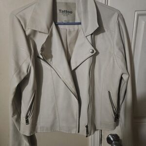 Flash Tattoo Off-White Leather Jacket